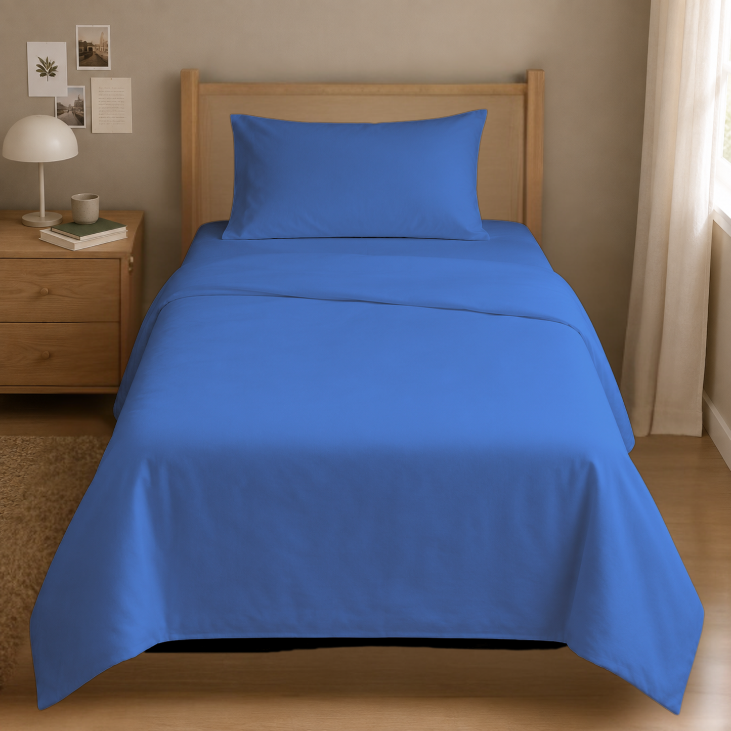 TWIN BED - Cotton-Blend Cooling Comfort 4-Piece Deep Pocket Sheet Set