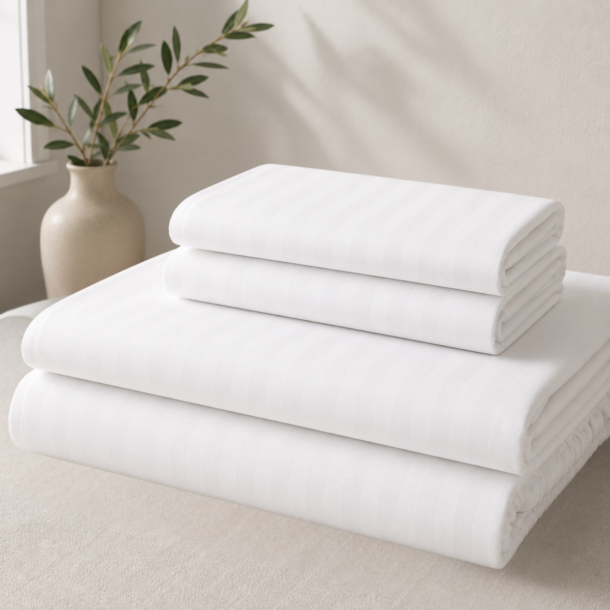 Luxe Bamboo Woven Stripe Sheet Set – 4 Piece, 18-Inch Deep Pocket Bedding