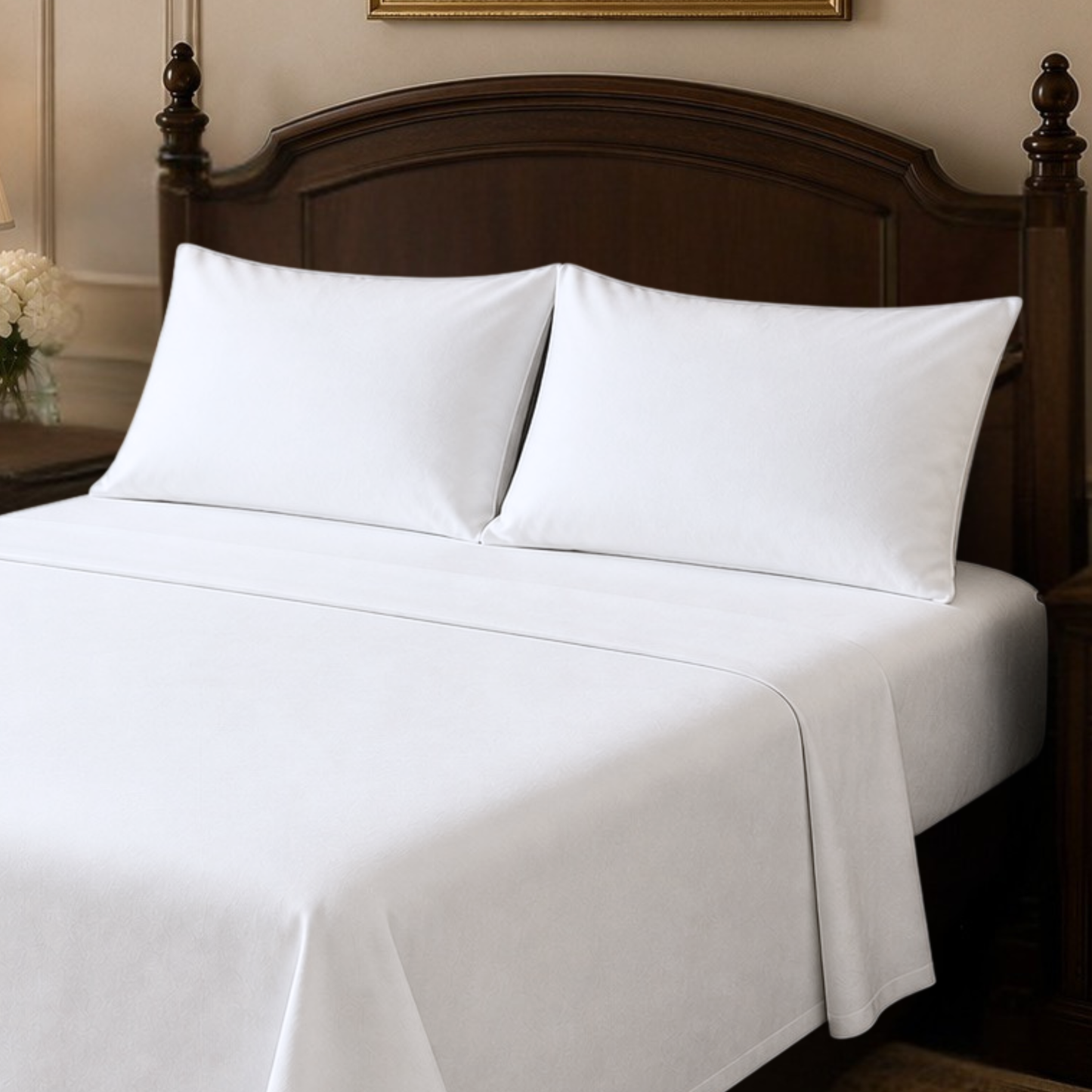 Cotton-Blend High Thread Count 6-PIECE Deep Pocket Cooling Sheet Set with 4 Pillowcases