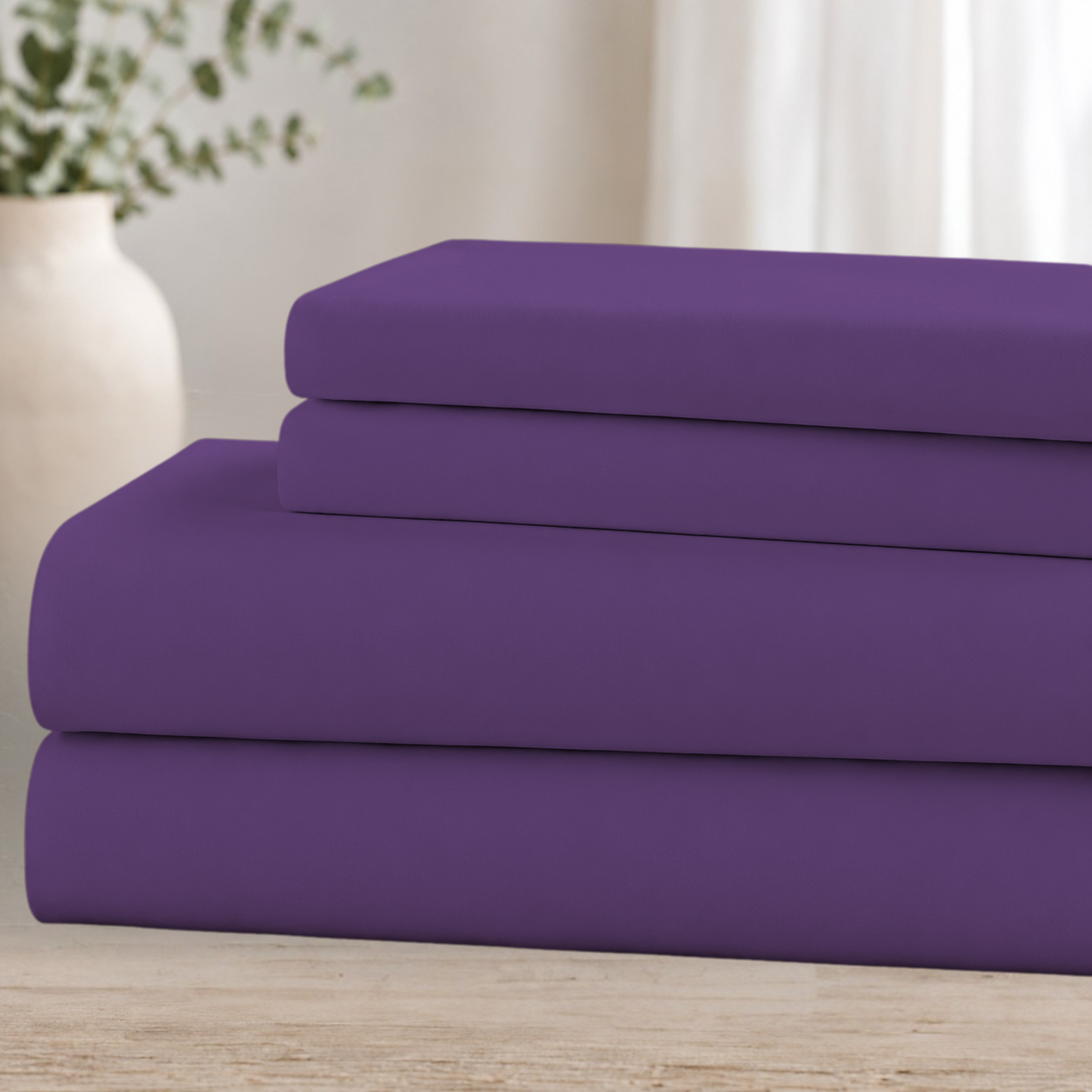 Hotel-Style Double-Brushed Microfiber Sheet Set – Ultra Soft 4-Piece Bedding