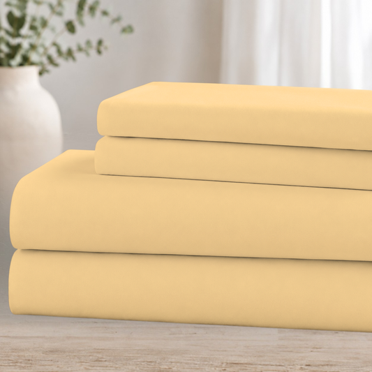 Hotel-Style Double-Brushed Microfiber Sheet Set – Ultra Soft 4-Piece Bedding
