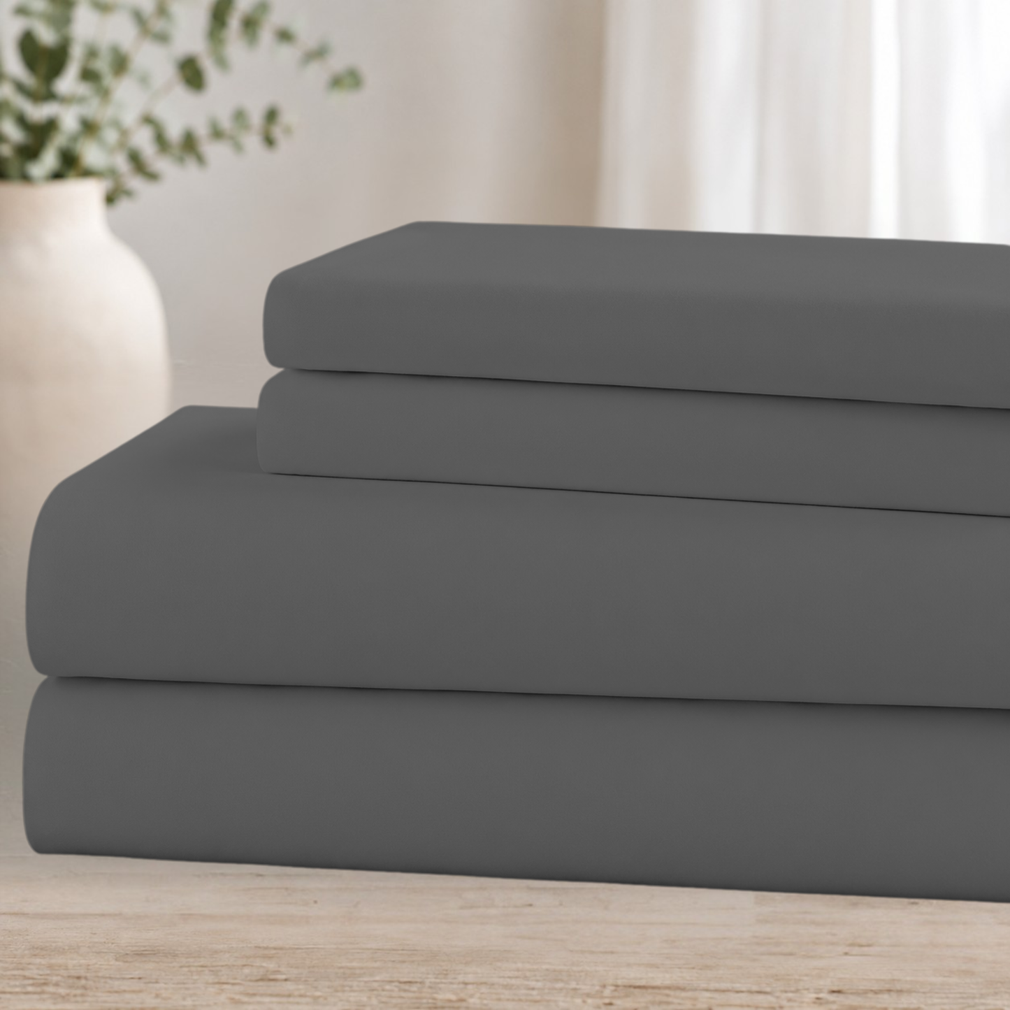 Hotel-Style Double-Brushed Microfiber Sheet Set – Ultra Soft 4-Piece Bedding