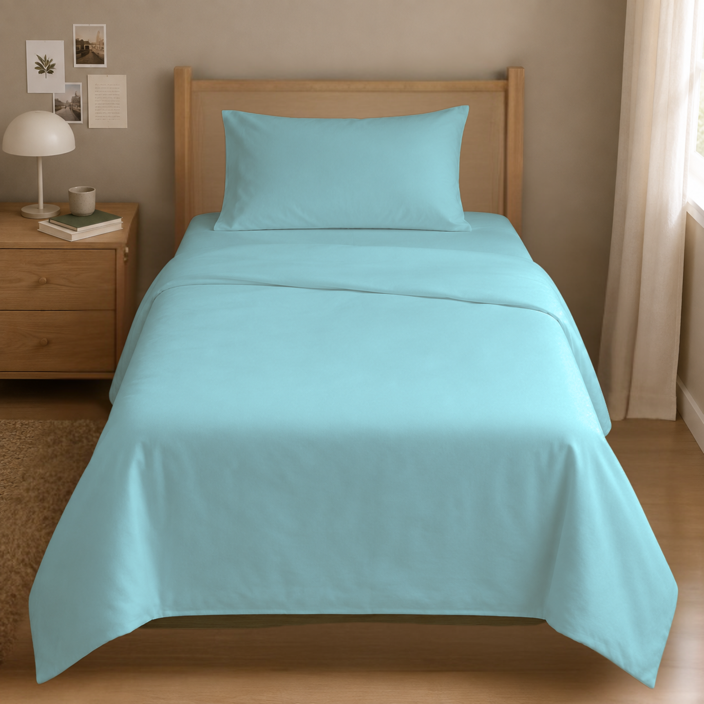 TWIN BED - Cotton-Blend Cooling Comfort 4-Piece Deep Pocket Sheet Set