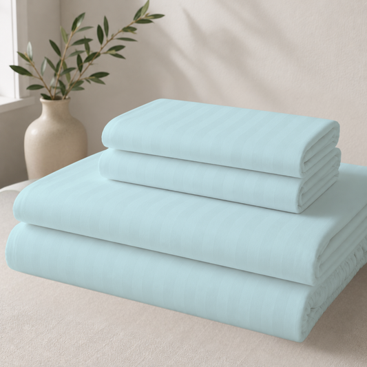 Luxe Bamboo Woven Stripe Sheet Set – 4 Piece, 18-Inch Deep Pocket Bedding