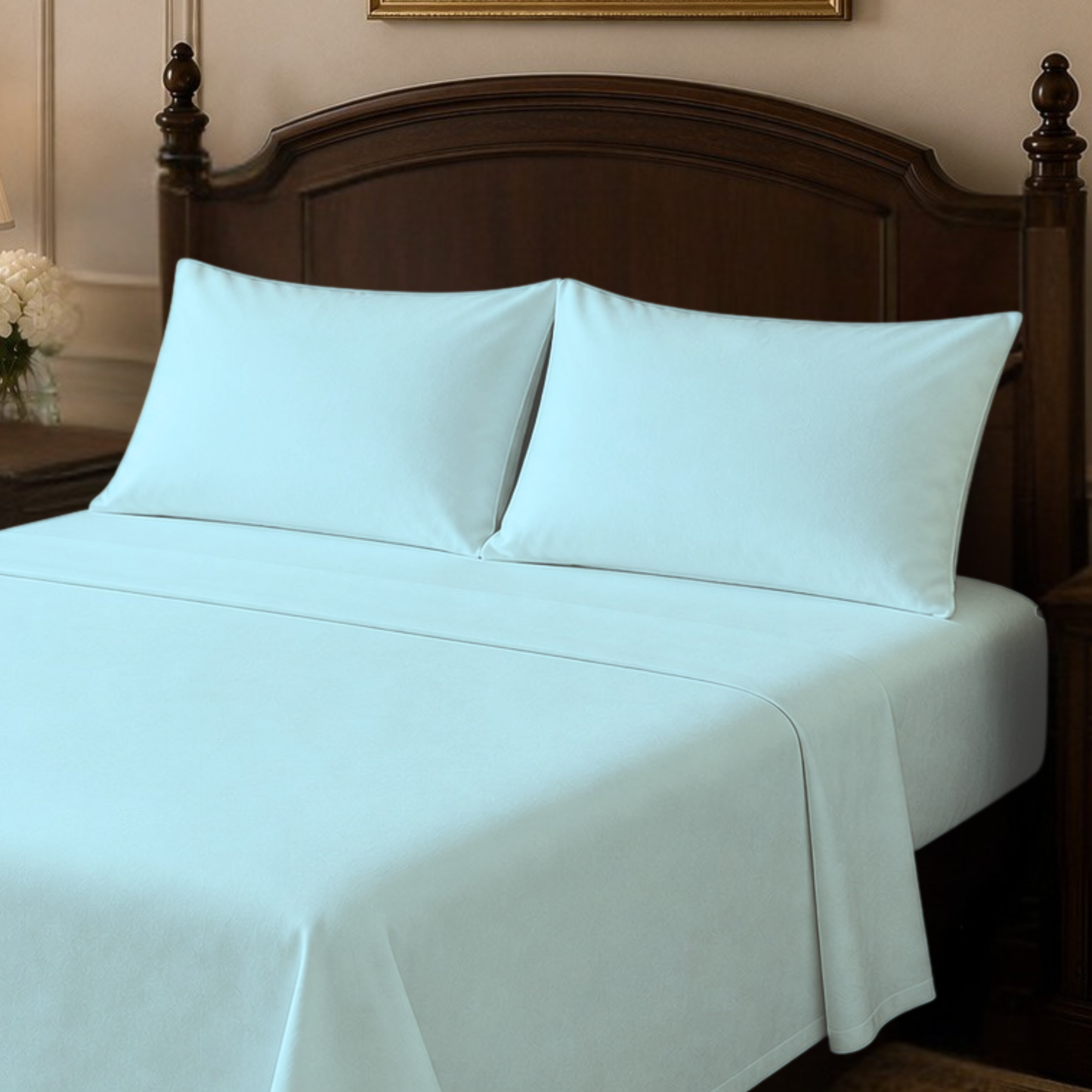 Cotton-Blend High Thread Count 6-PIECE Deep Pocket Cooling Sheet Set with 4 Pillowcases