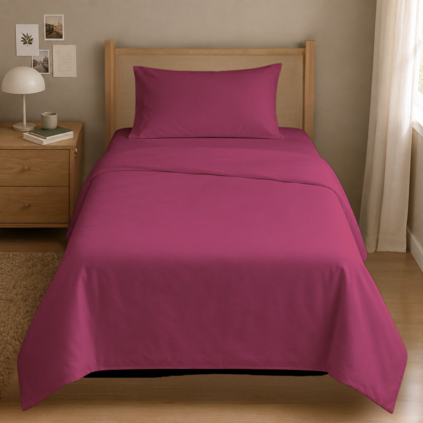TWIN BED - Cotton-Blend Cooling Comfort 4-Piece Deep Pocket Sheet Set
