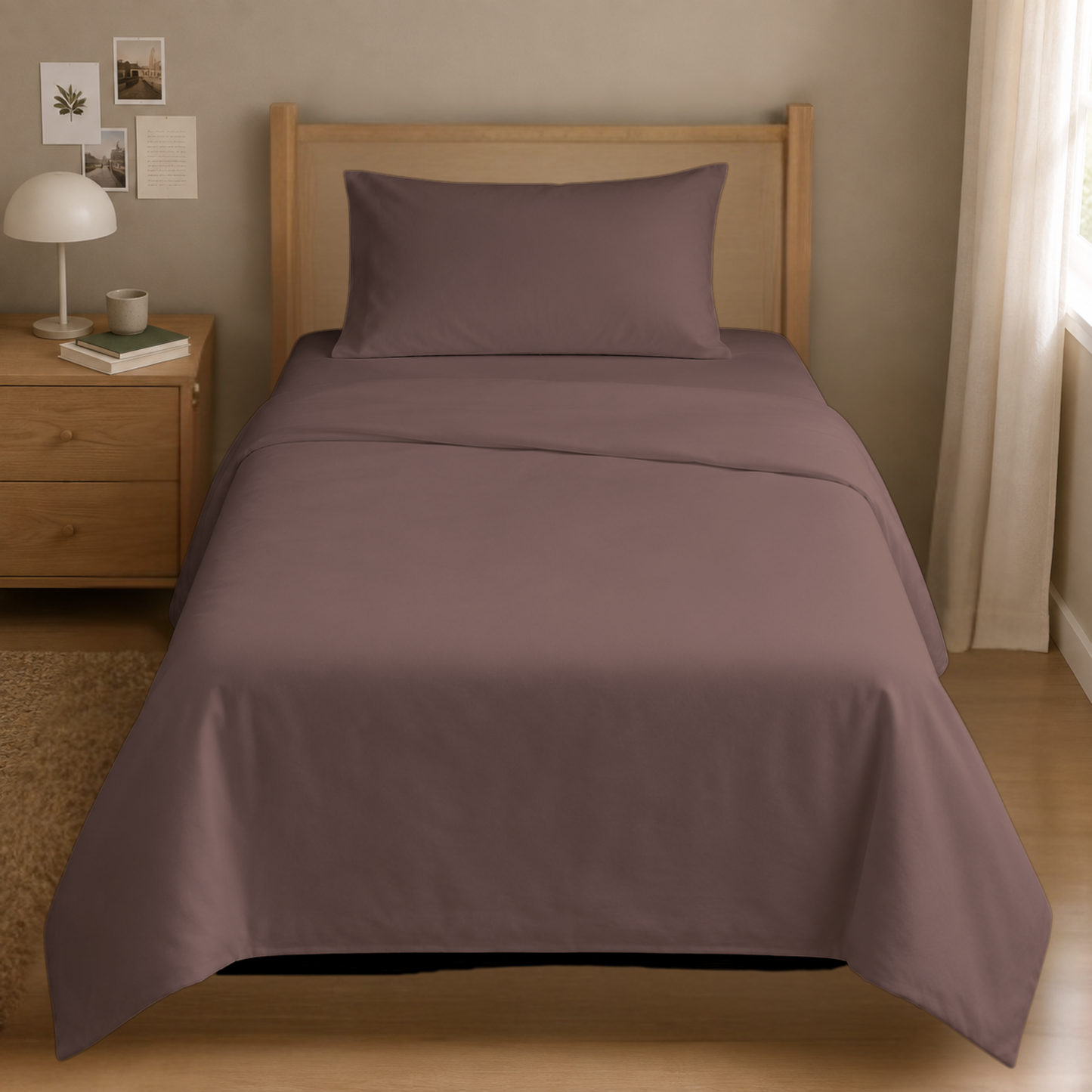 TWIN BED - Cotton-Blend Cooling Comfort 4-Piece Deep Pocket Sheet Set