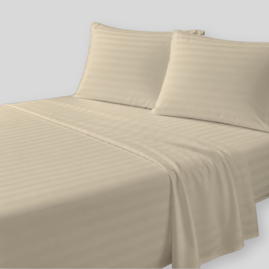 Essential Microfiber Woven Stripe Sheet Set – 4 Piece, 18-Inch Deep Pocket Bedding