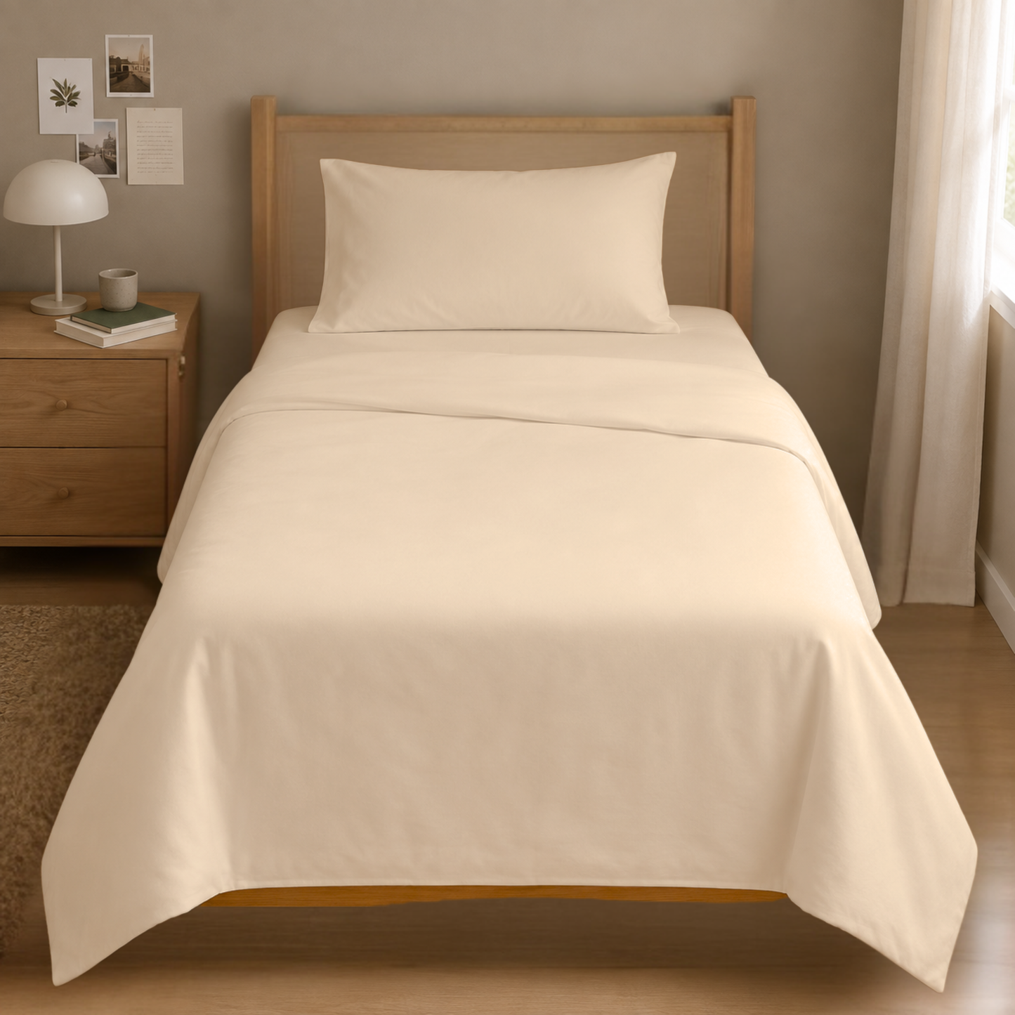 TWIN BED - Cotton-Blend Cooling Comfort 4-Piece Deep Pocket Sheet Set