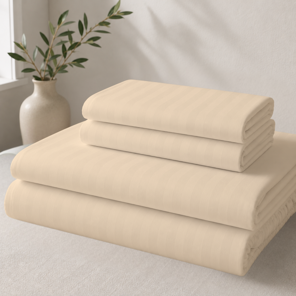 Luxe Bamboo Woven Stripe Sheet Set – 4 Piece, 18-Inch Deep Pocket Bedding