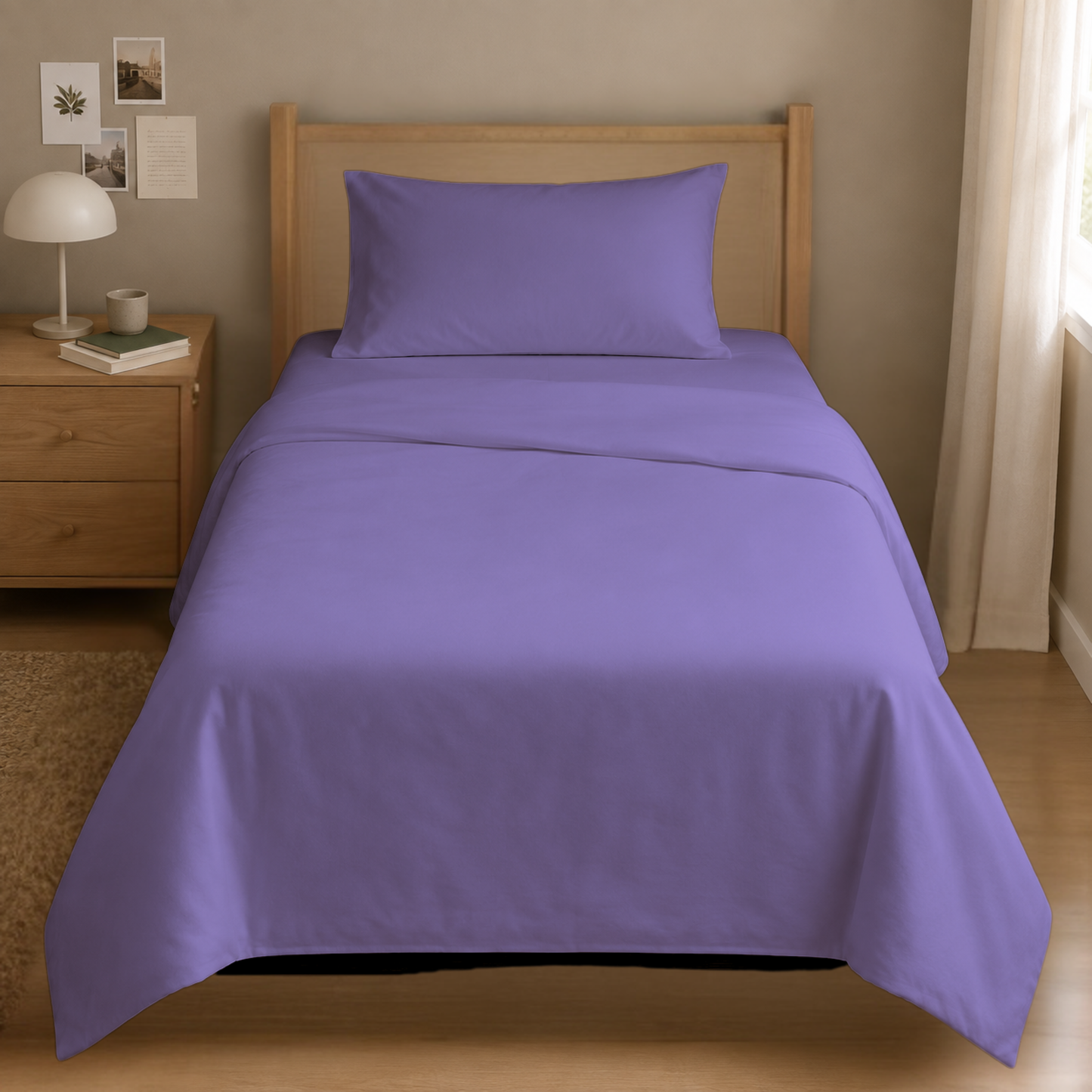 TWIN BED - Cotton-Blend Cooling Comfort 4-Piece Deep Pocket Sheet Set