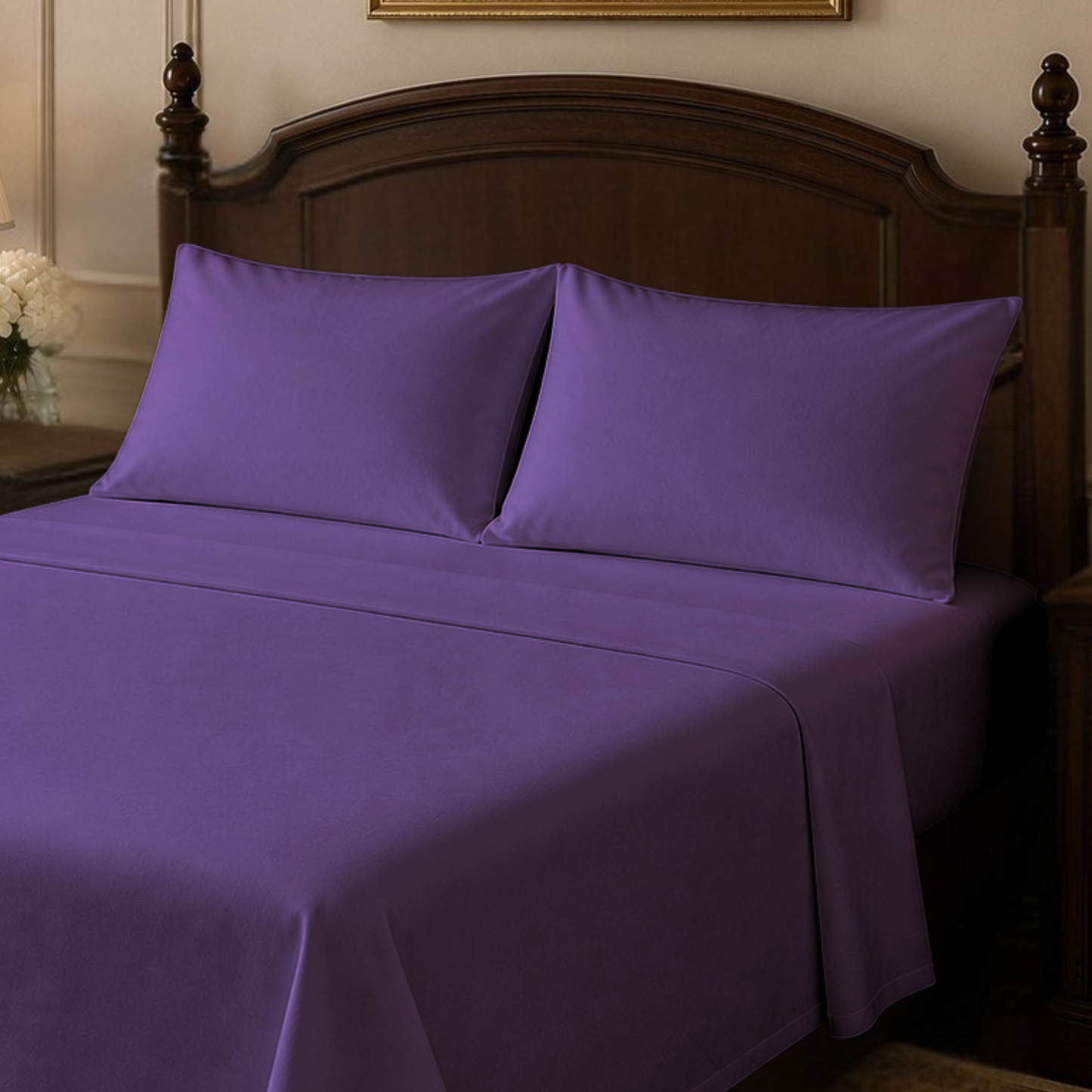 Cotton-Blend High Thread Count 6-PIECE Deep Pocket Cooling Sheet Set with 4 Pillowcases