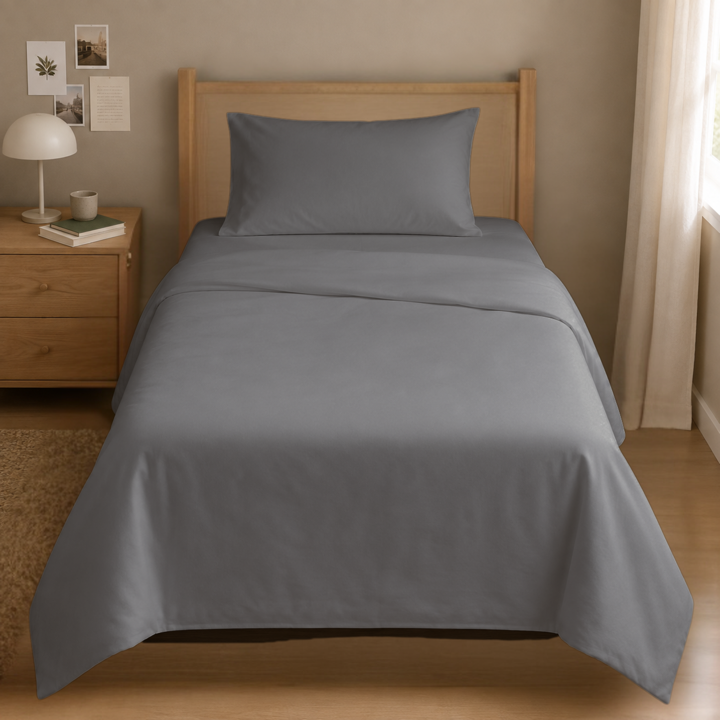 TWIN BED - Cotton-Blend Cooling Comfort 4-Piece Deep Pocket Sheet Set