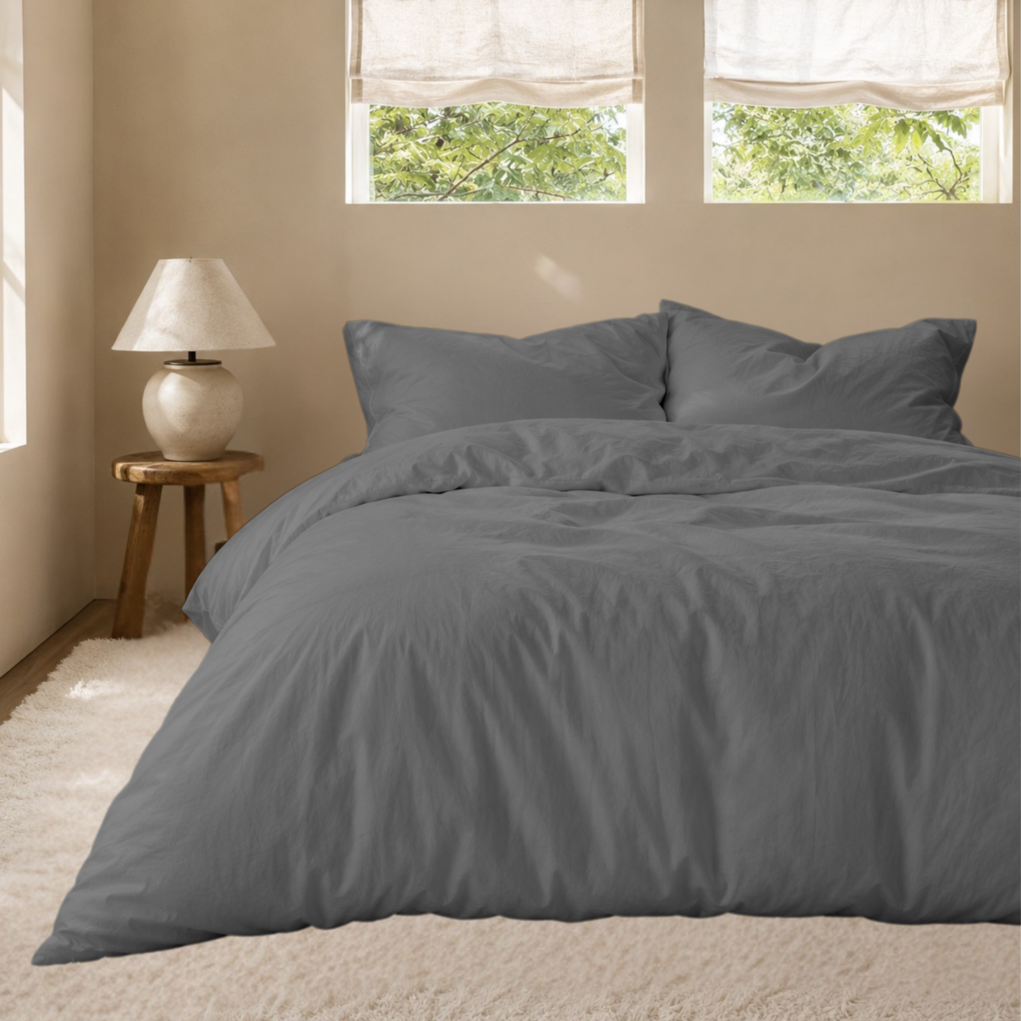 Ultra-Soft Solid Bamboo Blend Duvet Cover Set – Hotel-Quality Softness & Comfort