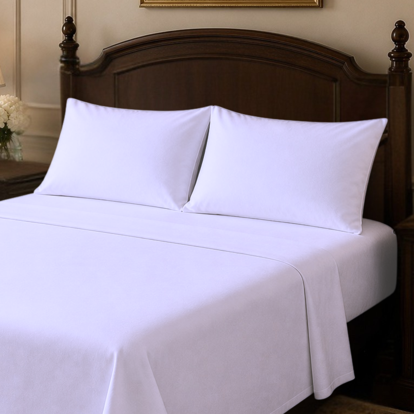 Cotton-Blend High Thread Count 6-PIECE Deep Pocket Cooling Sheet Set with 4 Pillowcases