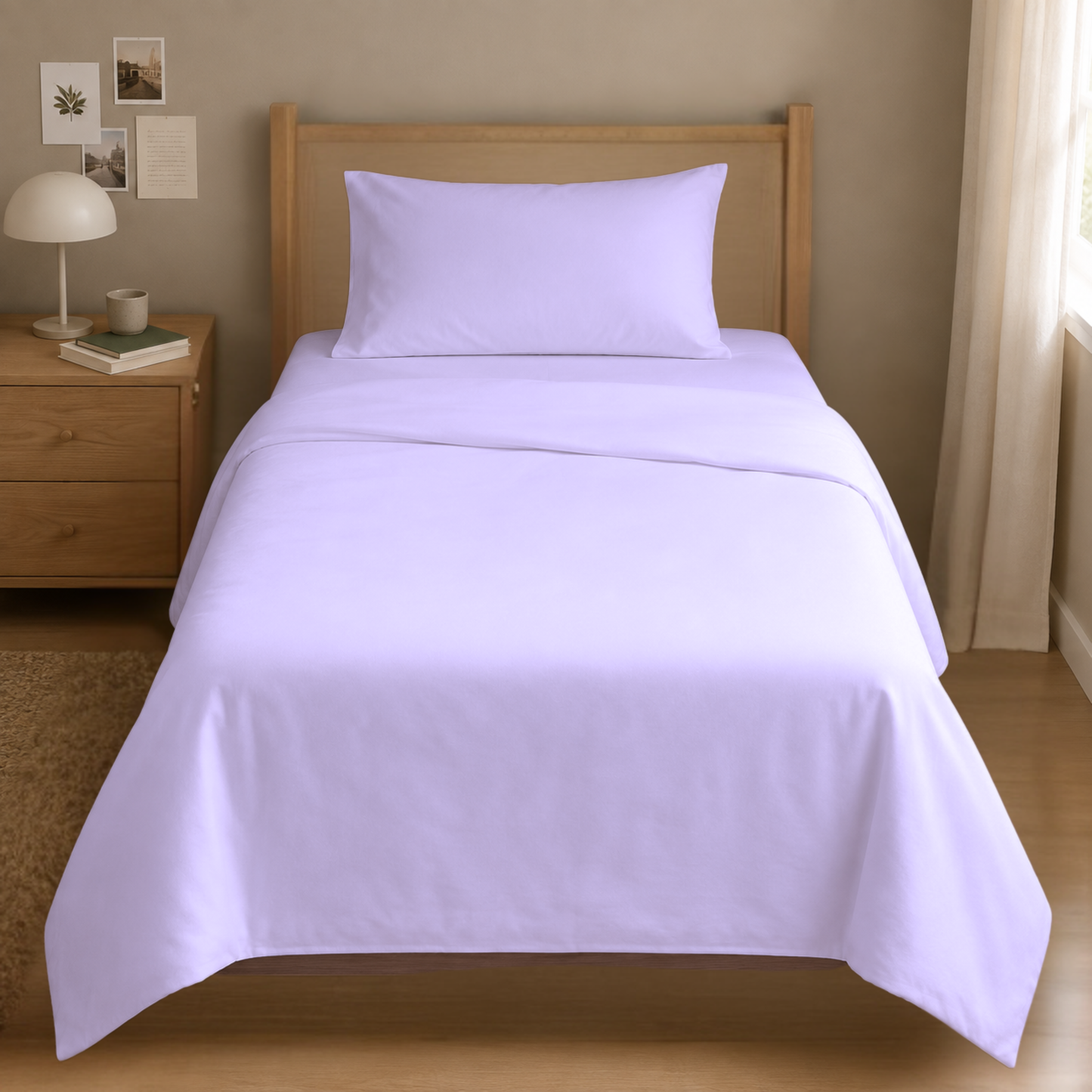 TWIN BED - Cotton-Blend Cooling Comfort 4-Piece Deep Pocket Sheet Set