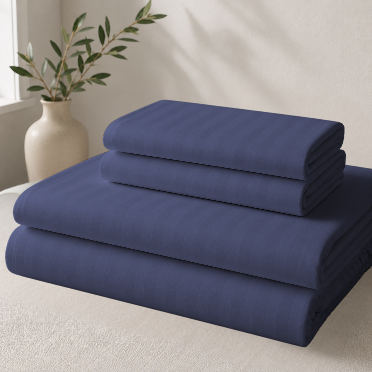 Luxe Bamboo Woven Stripe Sheet Set – 4 Piece, 18-Inch Deep Pocket Bedding