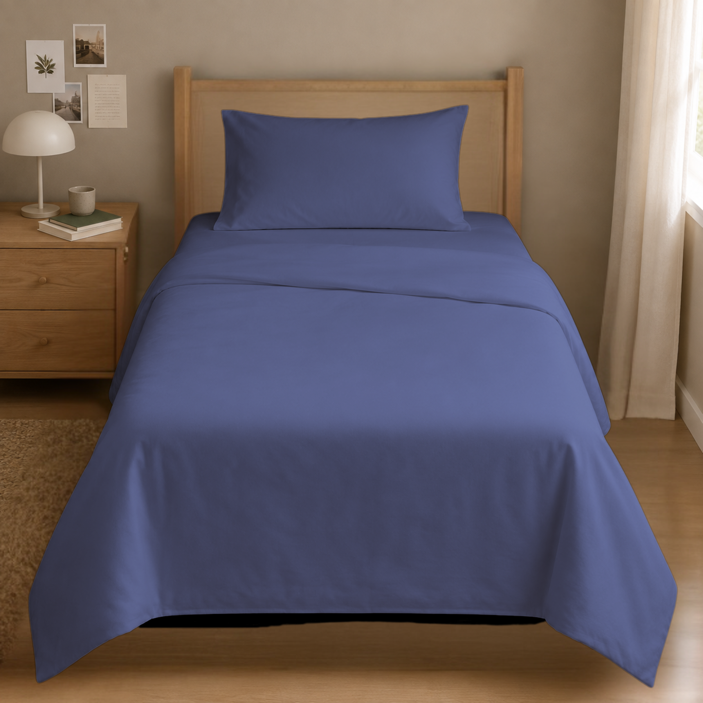 TWIN BED - Cotton-Blend Cooling Comfort 4-Piece Deep Pocket Sheet Set