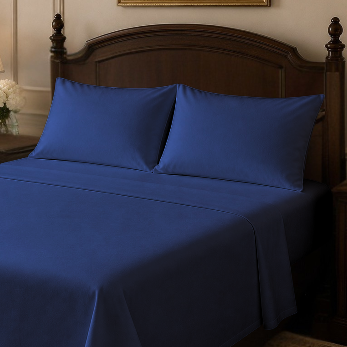 Cotton-Blend High Thread Count 6-PIECE Deep Pocket Cooling Sheet Set with 4 Pillowcases