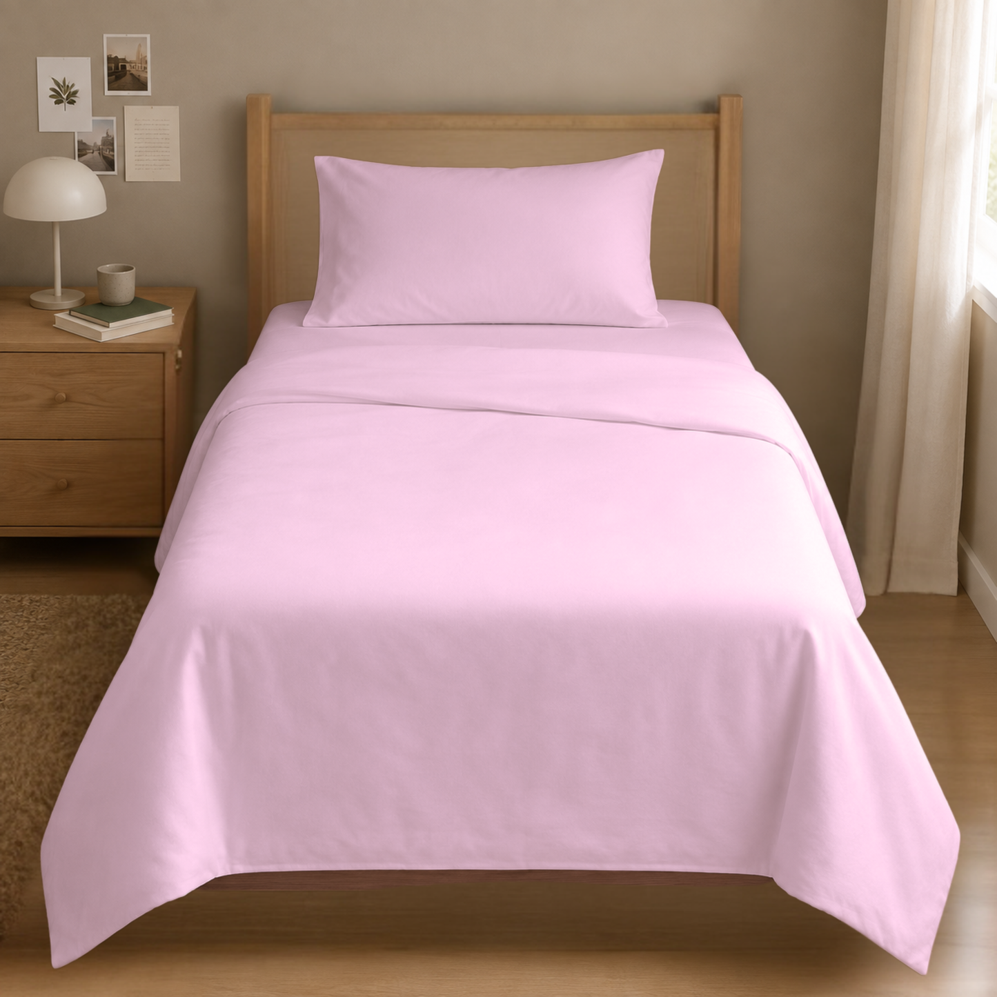 TWIN BED - Cotton-Blend Cooling Comfort 4-Piece Deep Pocket Sheet Set