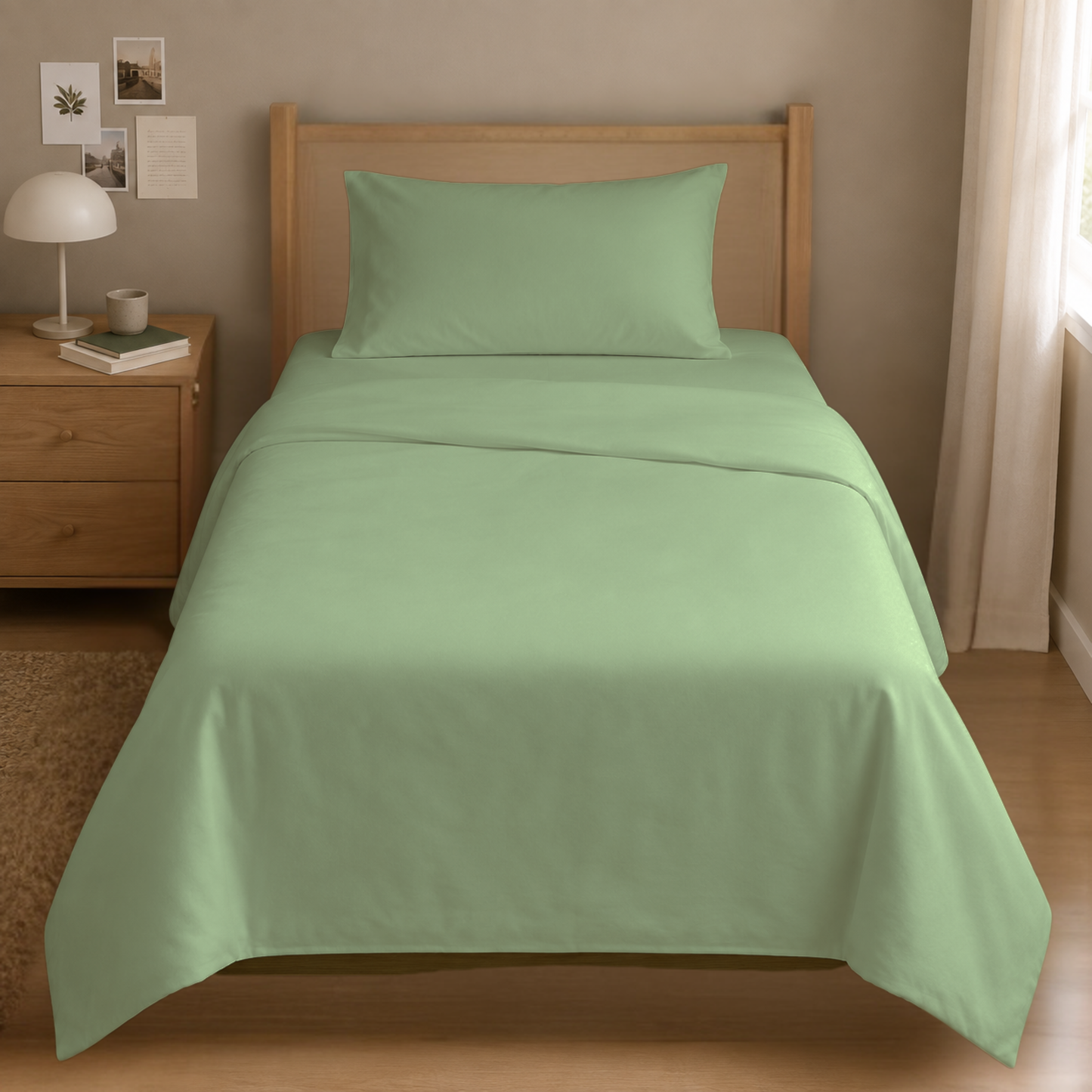 TWIN BED - Cotton-Blend Cooling Comfort 4-Piece Deep Pocket Sheet Set