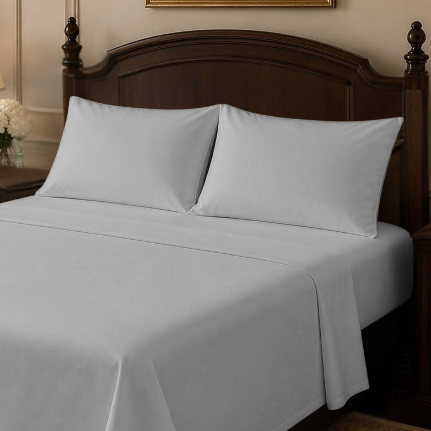 Cotton-Blend High Thread Count 6-PIECE Deep Pocket Cooling Sheet Set with 4 Pillowcases