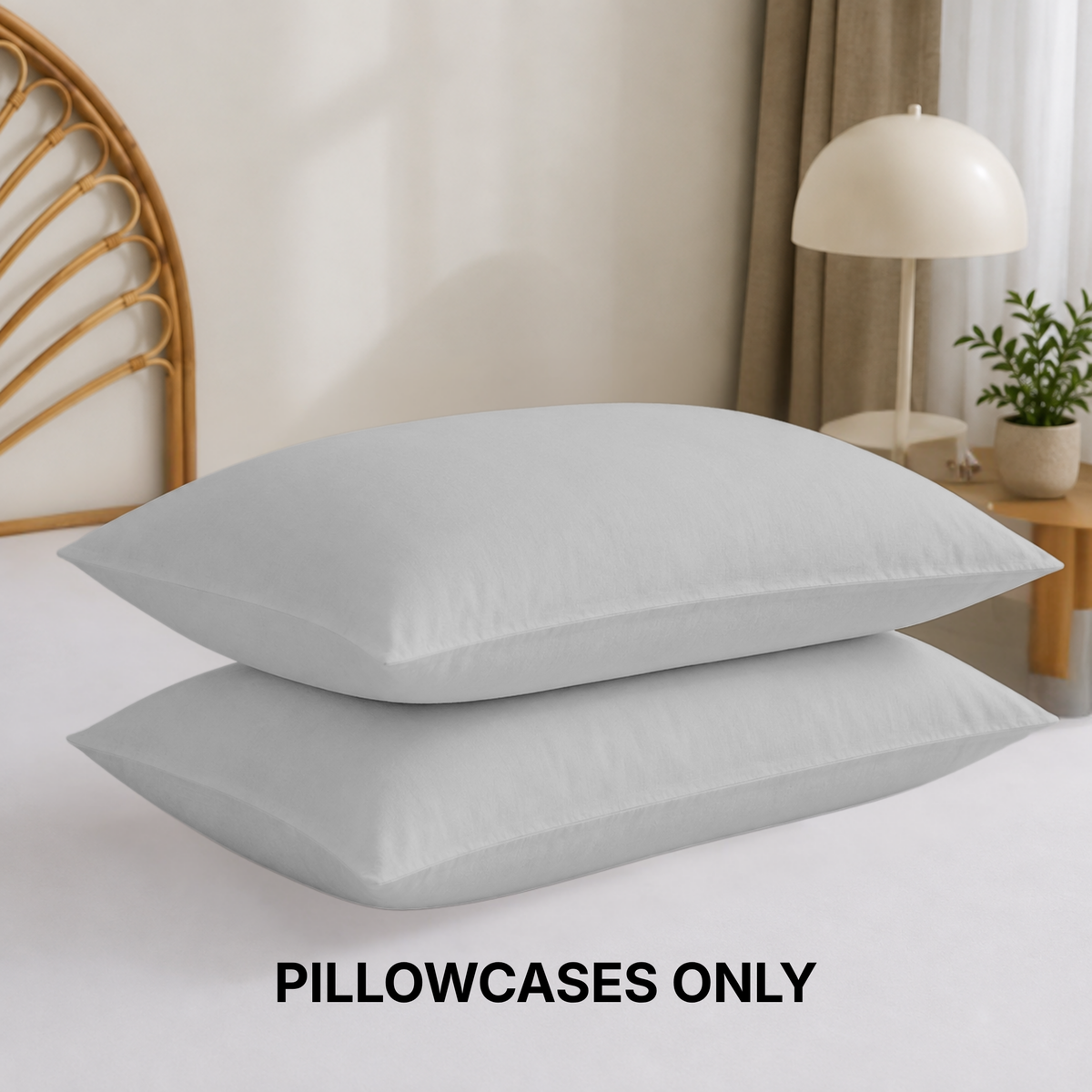 Cotton Blend Pillowcases Set of 2, Soft Bedding Pillow Covers