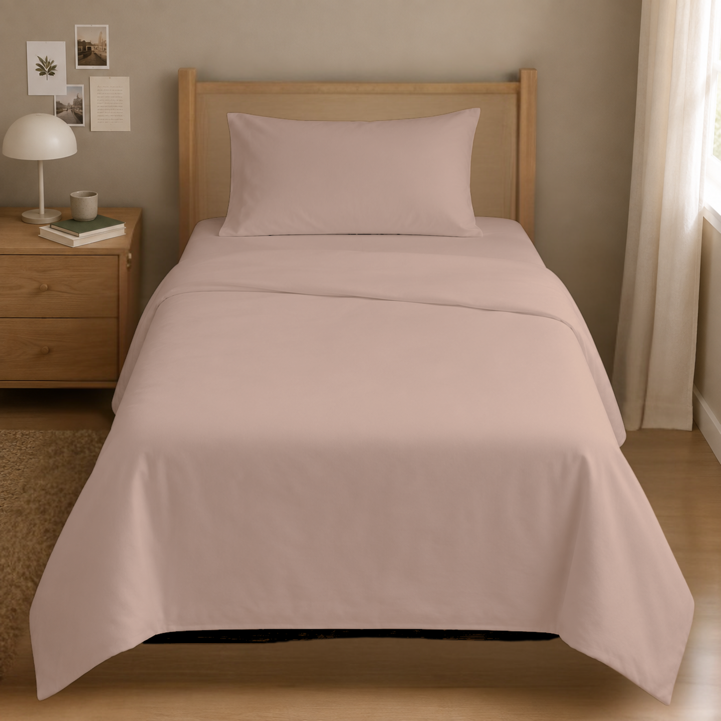 TWIN BED - Cotton-Blend Cooling Comfort 4-Piece Deep Pocket Sheet Set