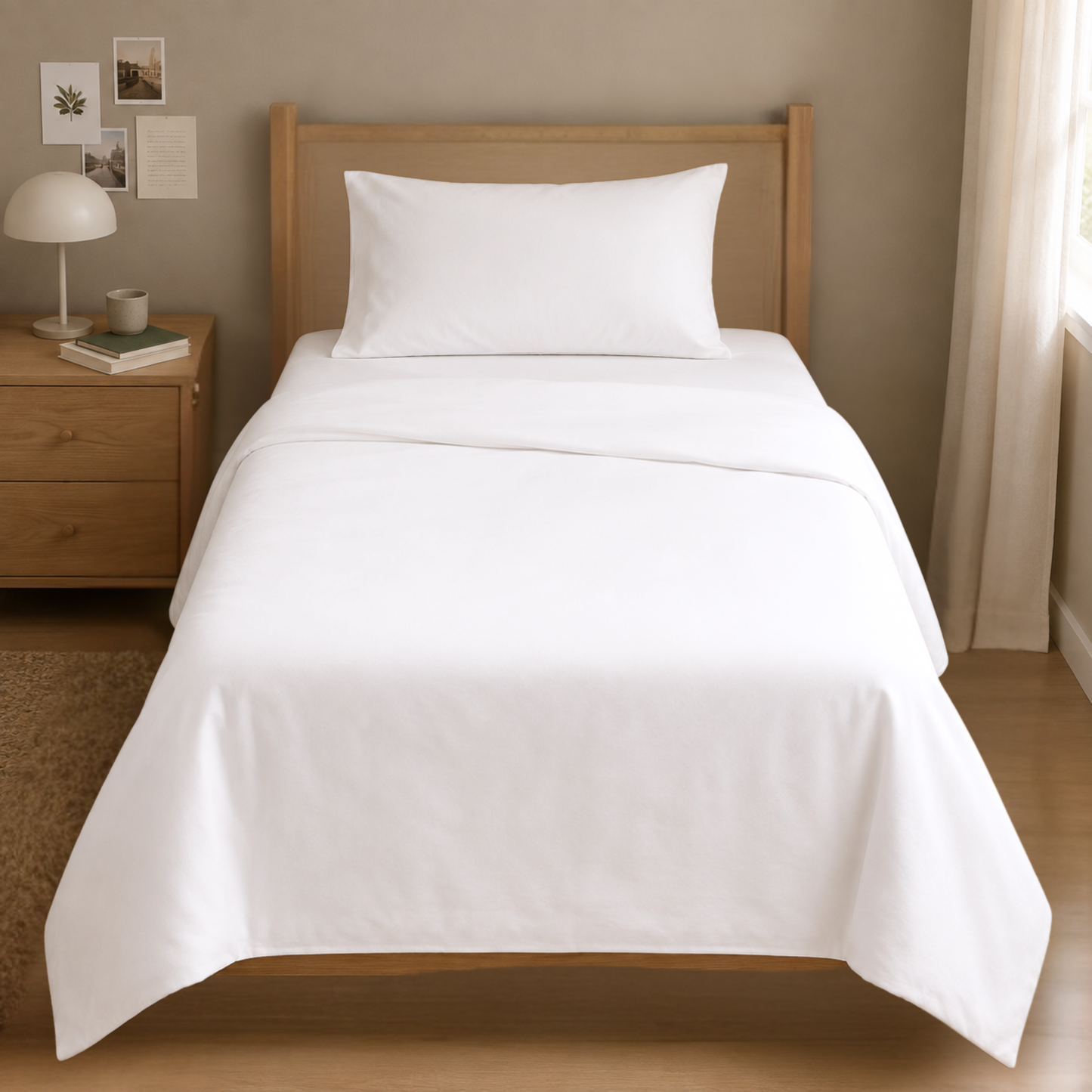 TWIN BED - Cotton-Blend Cooling Comfort 4-Piece Deep Pocket Sheet Set