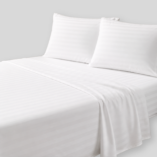 Essential Microfiber Woven Stripe Sheet Set – 4 Piece, 18-Inch Deep Pocket Bedding